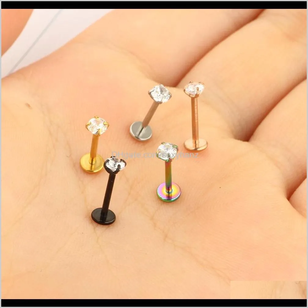 100pcs 20g 1mm fashion labret rings lip studs surgical steel tragus bars helix ear cartilage earrings piercing body jewellery