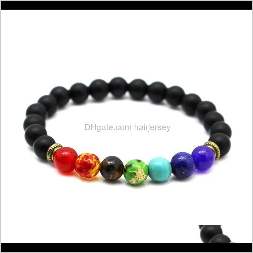 new 10 chakra bracelet men black lava healing balance beads reiki buddha prayer natural stone yoga bracelet for women