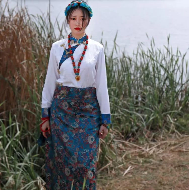 Tibetana Ropa Étnica Casual Mujeres Primavera Otoño Tíbet