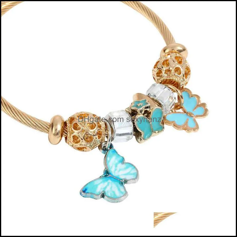 Bracelets bracelet version east gate alloy net Beaded Butterfly Pendant creative small  and fashionable