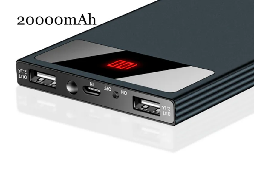 Nuevo 2.4A de carga r￡pida Potencia Bank 90000mAh Bater￭a externa 2 USB LED PowerBank Portable Mobile