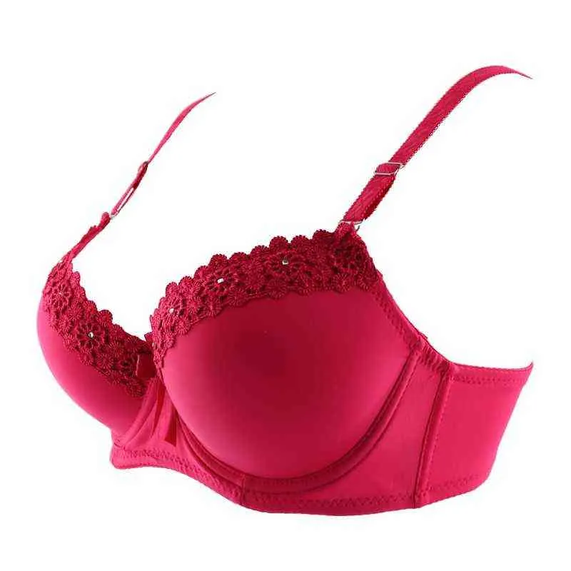 Compra online de Sutiã acolchoado feminino grosso molde copo push up  lingerie plus size underwire b copo sutiã 80b 85b 90b 95b