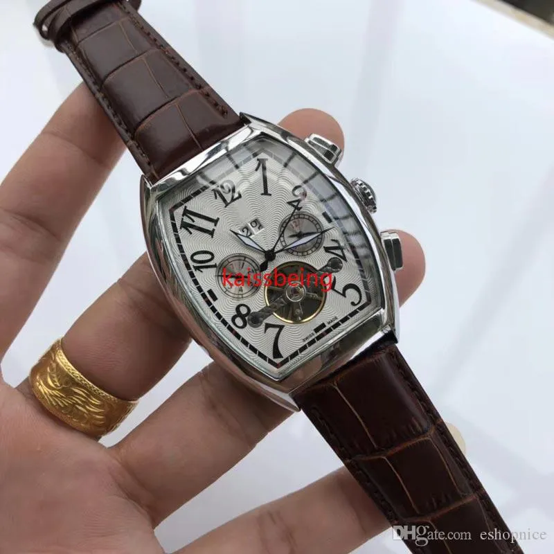 138 Casual watch men watches Mechanical Automatic wristwatches Top Big Numerals Dial Calendar Display Leather Strap Best Gift