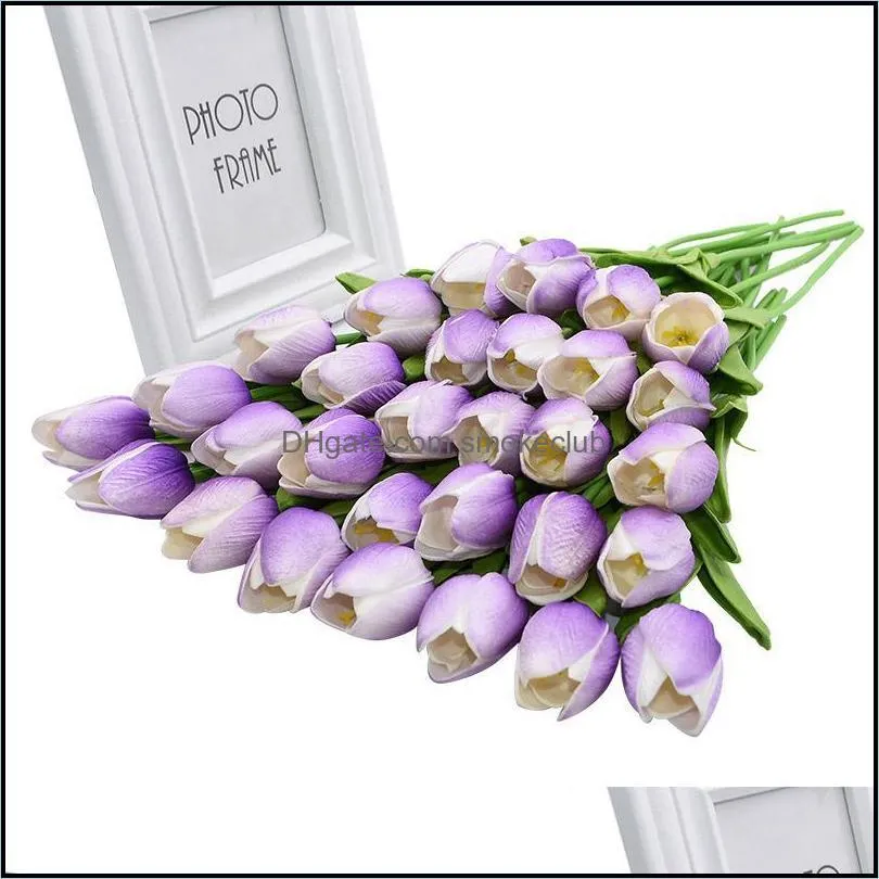 Decorative Flowers & Wreaths 30Pcs Tulip Artificial Flower White Red Yellow PU Real Touch Fake Tulips For Home Decoration Bouquet Wedding