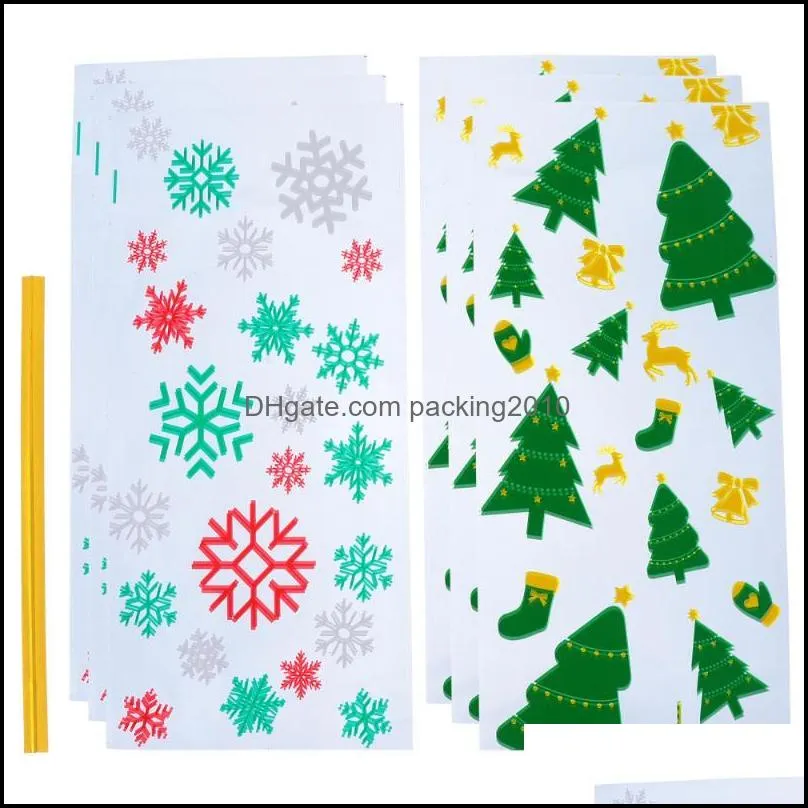 Event Festive Party Supplies Home Garden400pcs Christmas Cellophane Påsar Rensa godis cookie behandling present wrap drop leverans 2021 hjvt4