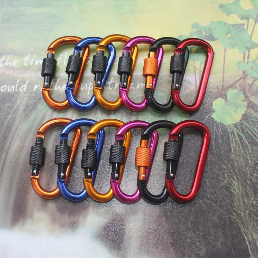 Bold 8cm Locking D-type Quick Hanging Nut Buckle Aluminum Alloy Knapsack Mountaineering Climing Hill Hiking Man Chain Outdoor Sport D-Ring Carabiner Light but Strong