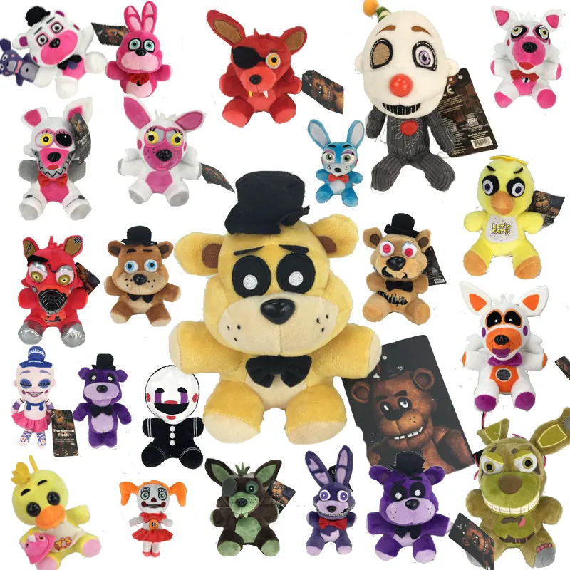 豪華なおもちゃ18-20センチのFreddy Fnaf人形の5泊おもちゃのおもちゃゴールデンFazbear Mangle Foxy Bear Bonnie