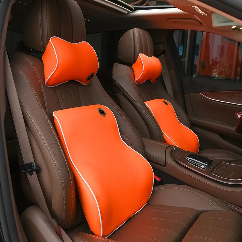 Business Car Cushion Backrest Neck Pillow Lumbar Cushion Pillow Memory Foam Fashionable and Comfortable Car Accessories F8074 210420