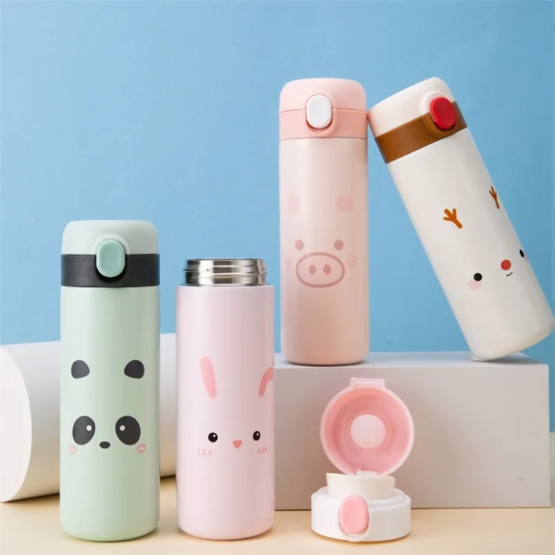 350ml / 450ml Cartoon Thermos Mok Portable Ładny izolowany kubek Próbki Rdzy Thermoscan Thermal Butelki Woda Do Darowizny 210913