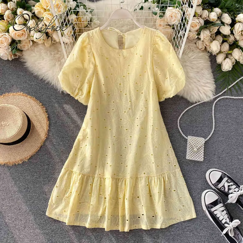 Save Big on Bulk Summer Beach Mini Dress Summer Women Party Mini Hollow Out  Ruffle Elegant Vacation Beach Short Dress 210415 Best Deals on DHgate