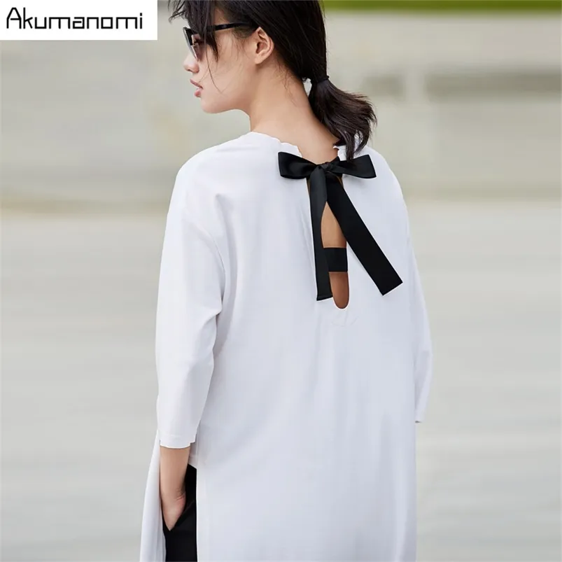 Cotton Black White Choker Basic Tshirt Big Shirts Plus Size 7xl 6xl 5xl 4xl Xxxl Harajuku Women Fashion Style Female T Shirt Top 210623