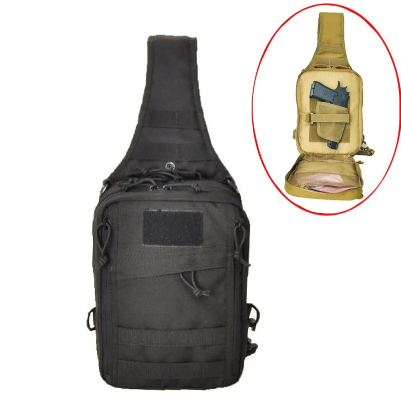 Outdoor Bags Tactical Military Shoulder Bag Hand Gun Pistol Holster Army Holder Handgun Pack Molle Jakt Sling Bröst