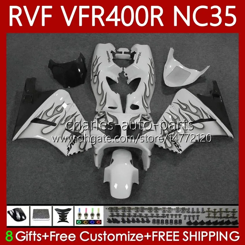 Fairings Kit For HONDA NC35 V4 VFR400 R RVF400R 1994 1995 1996 1997 1998 80No.152 RVF VFR 400 RVF400 R 400RR VFR 400R VFR400RR 94-98 Black flamesVFR400R 94 95 96 97 98 Body