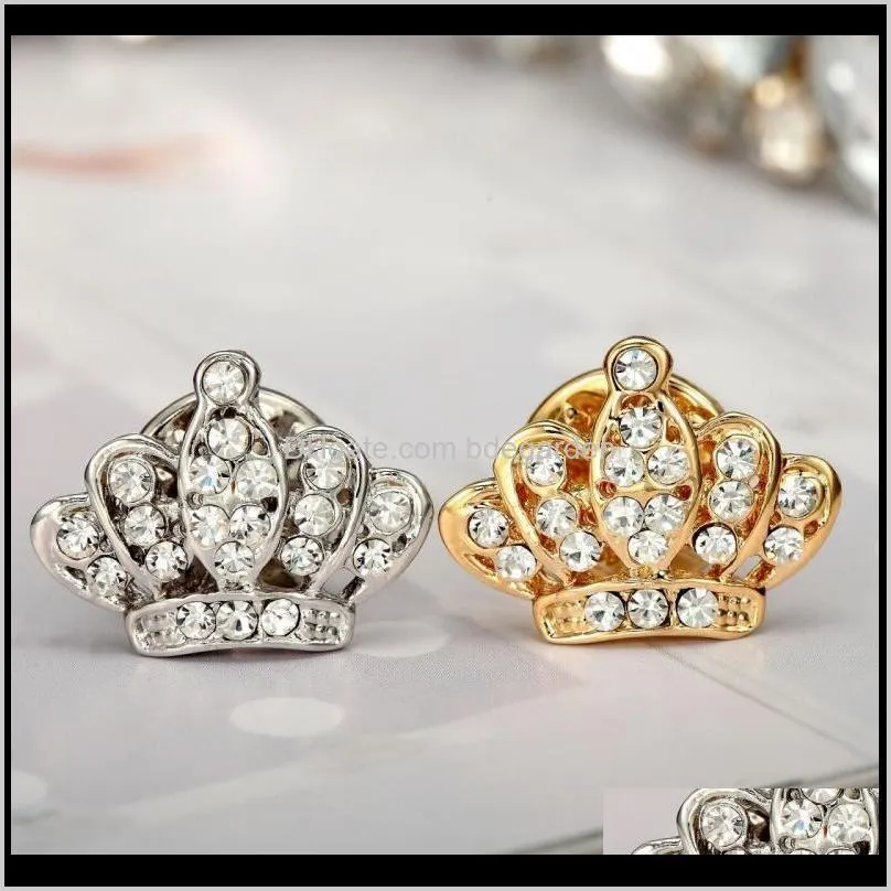 Pins in stile gioielli pieni spille di strass per spille per donne intarsio cristallo corona collare spilla pS1047 j7eva