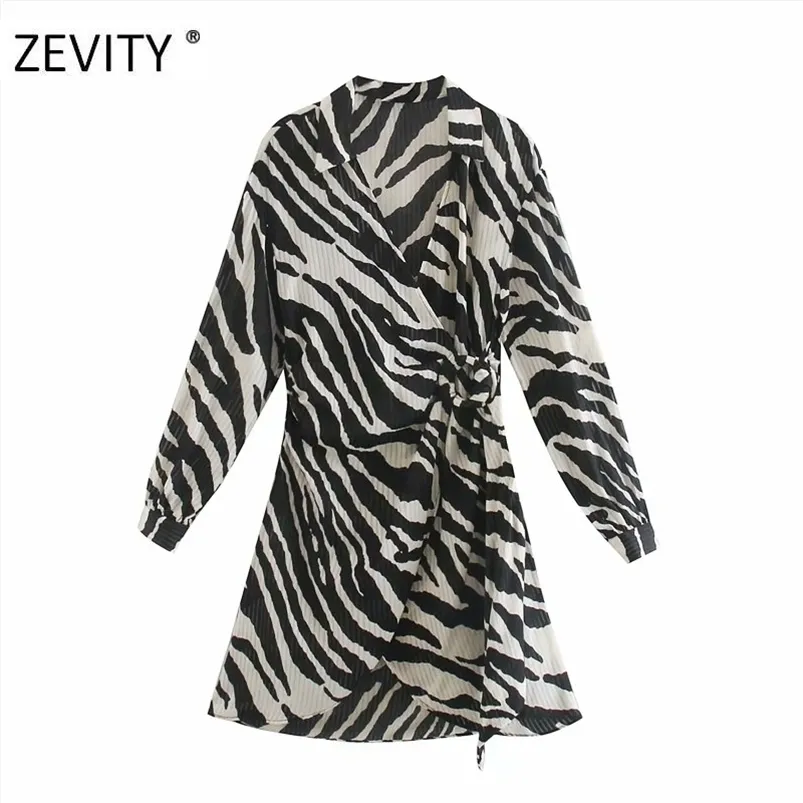 ZEVITY Kadınlar Vintage Hayvan Doku Baskı Sashes Mini Elbise Kadın Batwing Kol Kimono Vestido Chic Casual Slim Elbiseler DS4266 210623