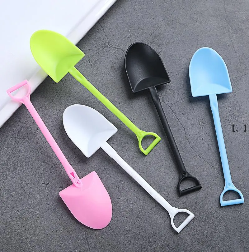 Newdisposable Flatware Shovel Моделирование ложка для фруктового салата десерт бытовой творческий милый пластиковый независимая упаковка RRE10556