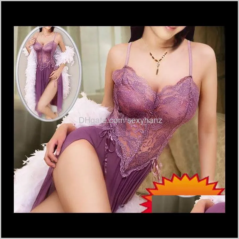 wholesale- plus size xxl s- 6xl purple black blue mesh sheer night dressing gown sexy long nightgown sleepwear nightie lingerie large