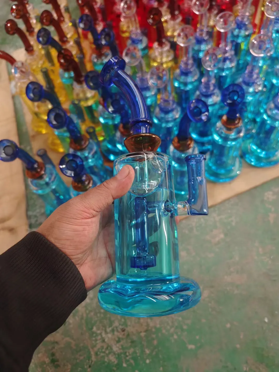 Vintage FREEZABLE Glycerin Glas Bong Shisha Wasserpfeife Bubbler passende Farbschale kann Kundenlogo von DHL UPS setzen