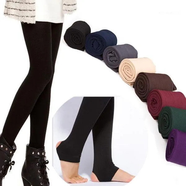 Leggings femininas mulheres outono inverno grosso e quente pernas escovadas de lã de lã de lã esticada brote os pés 10