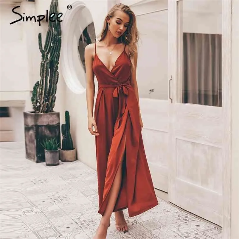 Sexy floral print jumpsuits women V neck split spaghetti strap long overalls Summer beach loose female jumpsuit 210414