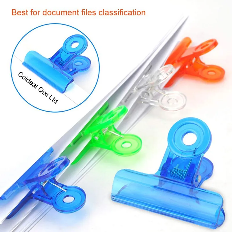 Plastic Binder Bulldog Clips Colored Hinge Paper Clip Clamps For