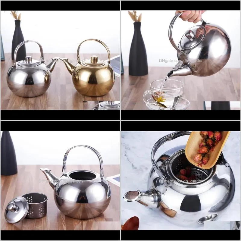 0.9l stainless steel teapot coffee pot kettle with tea leaf infuser filter coffee maker kung fu tea set sn2078