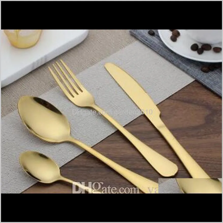 high-grade gold cutlery flatware set spoon fork knife tea spoon stainless steel dinnerware set cutlery tableware set