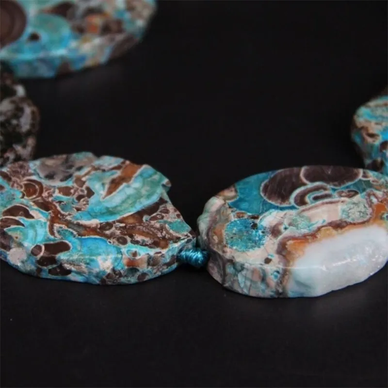 9-10st Strand Raw Blue Stone Agates Slab Nugget Loose Beads Natural Ocean Jades Gems Slice Pendants smycken Making282b