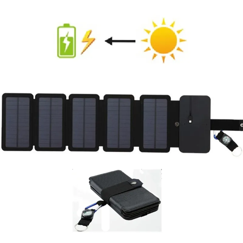 10W Solpaneler Laddare Direkt laddning Batteri Folded Power Bank Avtagbar Sun Laddning Väska för elektroniska produkter
