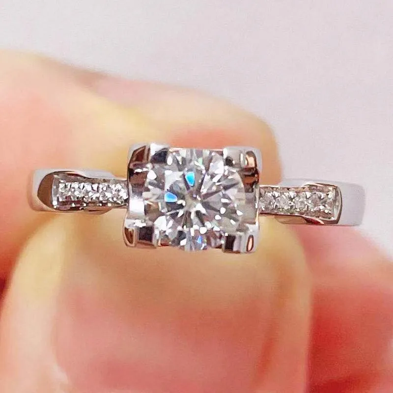 Cluster ringen in verkoop 0.5ct Real Moissanite Diamond Ring edelstenen Kleur D 925 Sterling Zilver voor Women's Wedding