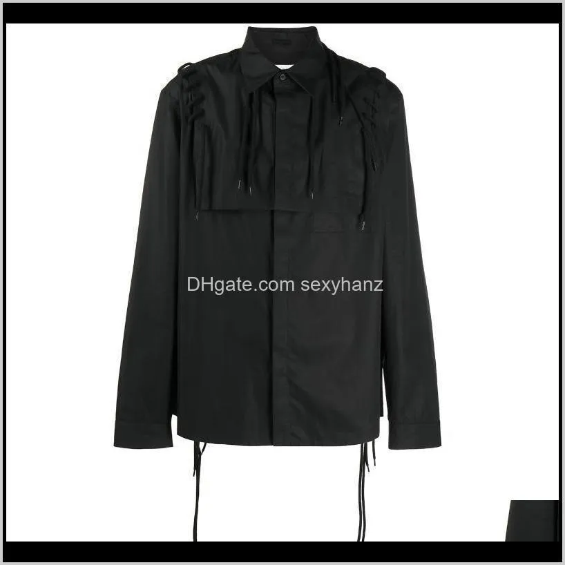 xs-6xl 2021 men women`s clothing hair stylist show niche design button down shirt with drawstring plus size costumes men`s casual