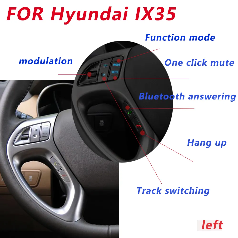 Interrupteur Multifonction Volant 8 Broches Compatible Hyundai Tucson / Ix35 2010-2015 – Boutons De Commande Droite (Régulateur Vitesse, Audio, Etc.)