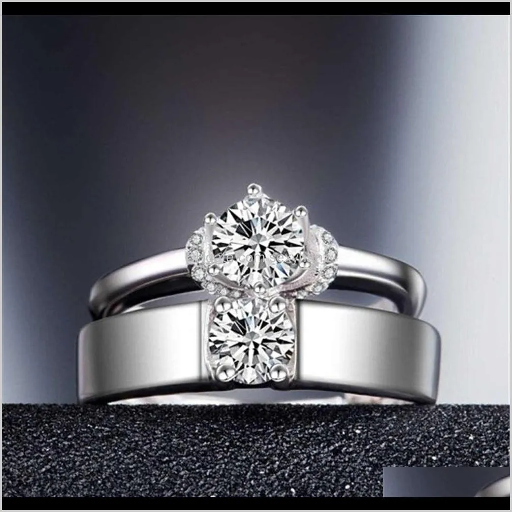 korean couple`s live marriage diamond ring for men and women