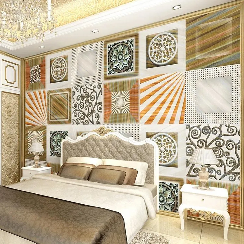 壁紙カスタム壁画壁紙ノルディックファッション3Dステレオストライプ幾何フレスコリビングルームベッドルームホーム装飾Papel de Parede Frescoes