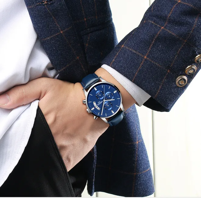 NIBOSI Marca Quartzo Cronógrafo Excelentes Relógios Masculinos Banda de Aço Inoxidável Relógio Luminoso Data Vida Impermeável Homem Elegante Wristw288B