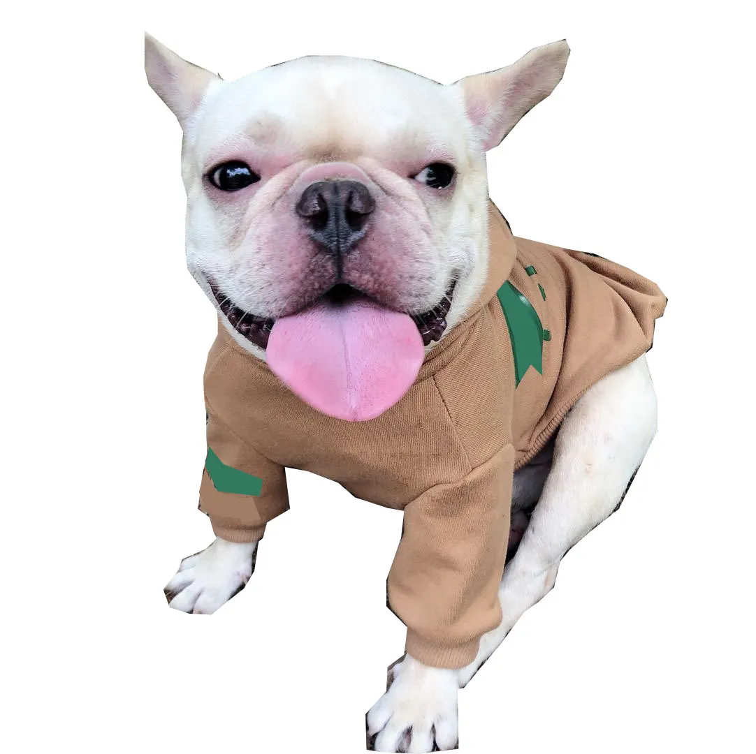 Классическая буква Pet Swieter Hoodie Винтаж коричневые домашние животные Одежда для собак одежда Pug Teddy бульдог щенок толстовки
