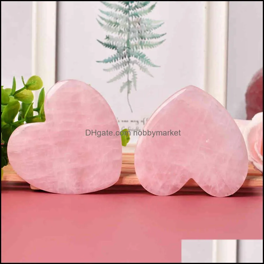 Size Natural Big Rose Quartz Flated Heart-shaped Guasha Scraper with Box for Back Neck Face Head Health Care Relaxation Massager UIVE