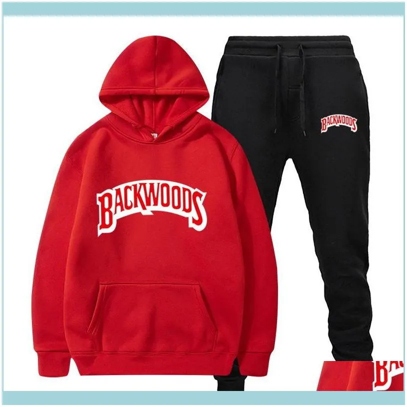 fashion brand Backwoods Men`s Set Fleece Hoodie Pant Thick Warm Tracksuit Sportswear Hooded Track Suits Male Sweatsuit Tracksuit