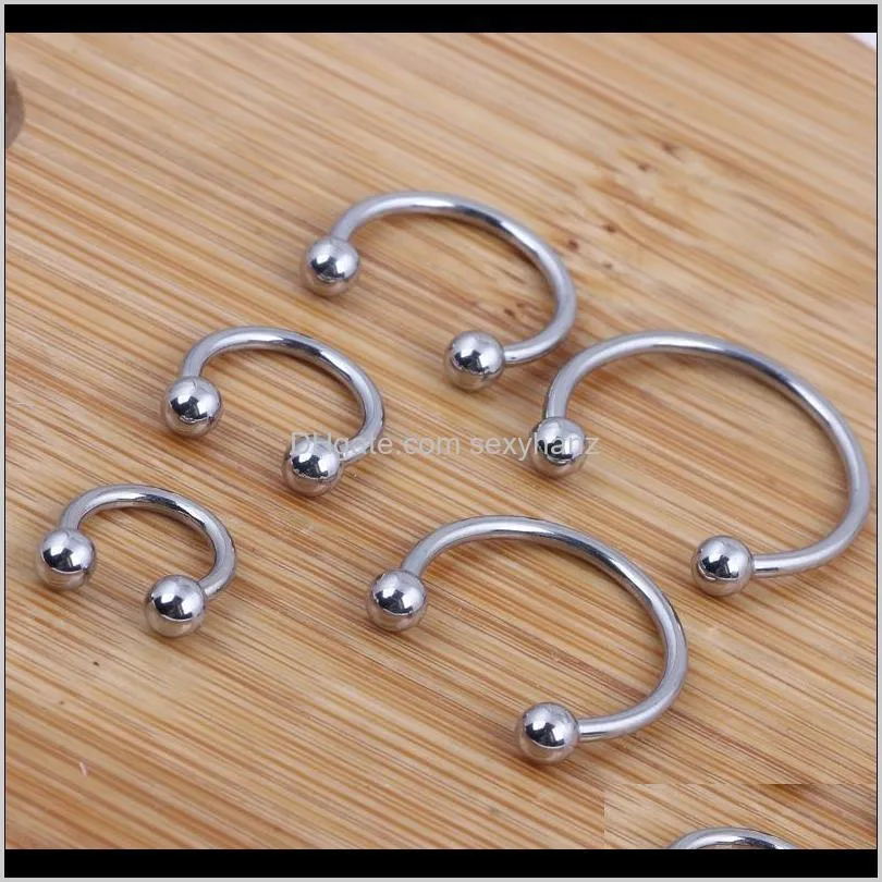 nose ring 100pcs/lot mix 6/8/10/12/14mm stainless steel body jewelry horseshoe ring