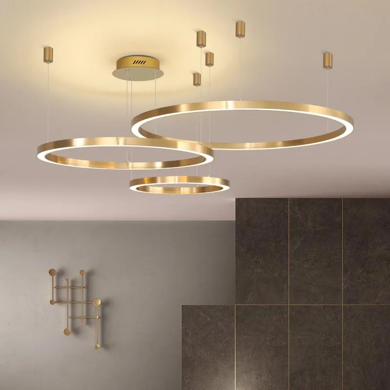Postmodern lyxiga pendelljus kort 2021 nordisk stil konst hanglamp kreativ ring vardagsrum lyster lampbelysningslampor