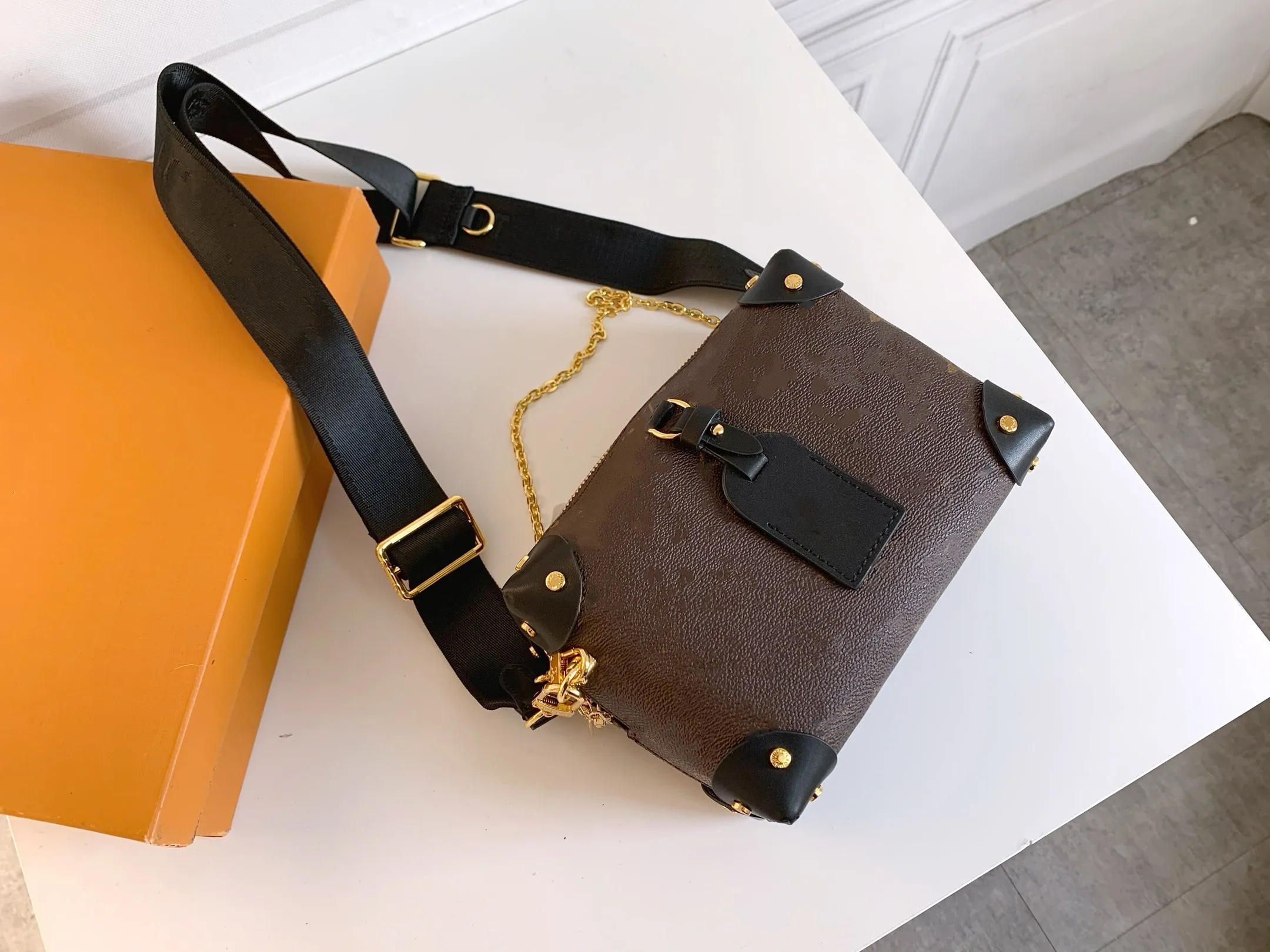 Luxury bag PETITE MALLE SOUPLE ladies handbags full leather black handbag embossed wallet