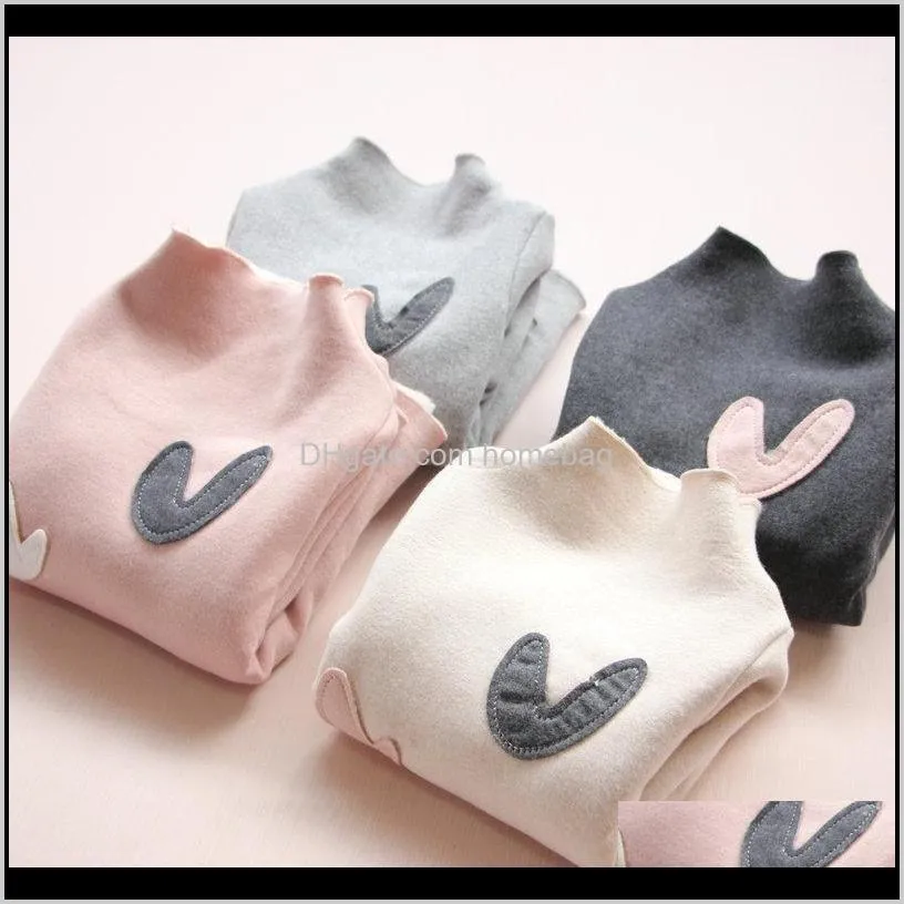 Children`s Clothing Autumn Winter Models Girls Plus Velvet Bottoming Shirt Able All-Match Cute Children`s Sweater Baby Sweet Top