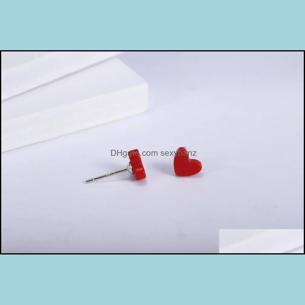 Other Wholesale Jewelry Free Box Sterling Silver Man Made Pine Stone Earrings Stud For Women Heart Shape