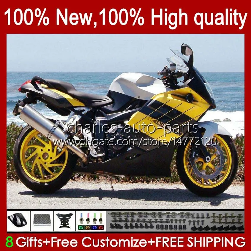 Fairings + cisterna per BMW K1200 Yellow Blk K 1200 S 1200S K1200S 05 06 07 08 09 10 Bodywork 28No.9 K-1200S 2005 2006 2007 2009 2009 2010 K1200-S 05-10 Body moto