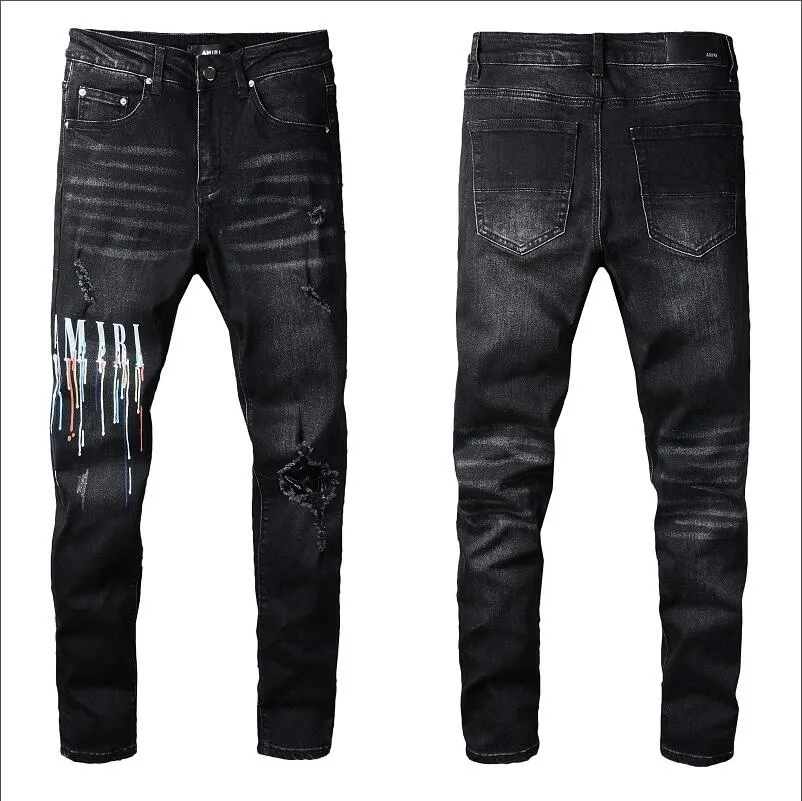 Mens Slim Fit Motorcycle Jeans Biker Denim With Star High Elastics And ...