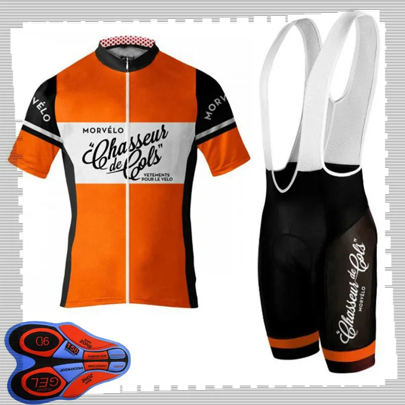 Pro Team Morvelo Cykling Kortärmad Jersey (BIB) Shorts Sätter Mens sommar Andningsväg Cykelkläder MTB Bike Outfits Sport Uniform Y21041594