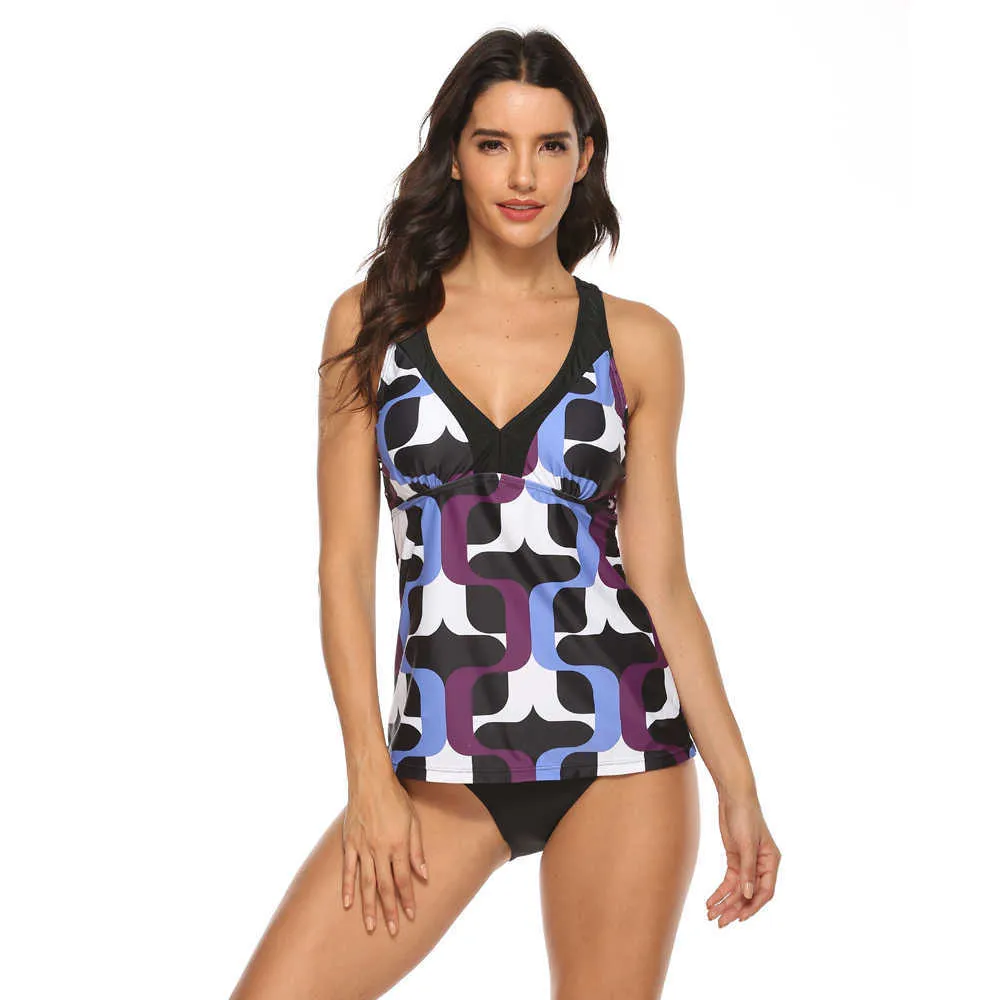 Tankini Plus Storlek Baddräkt Kvinnor Push Up Badkläder Kvinnor Klänning Stor Storlek Simning Badkläder Kjol Beach Monokini 5XL 210604