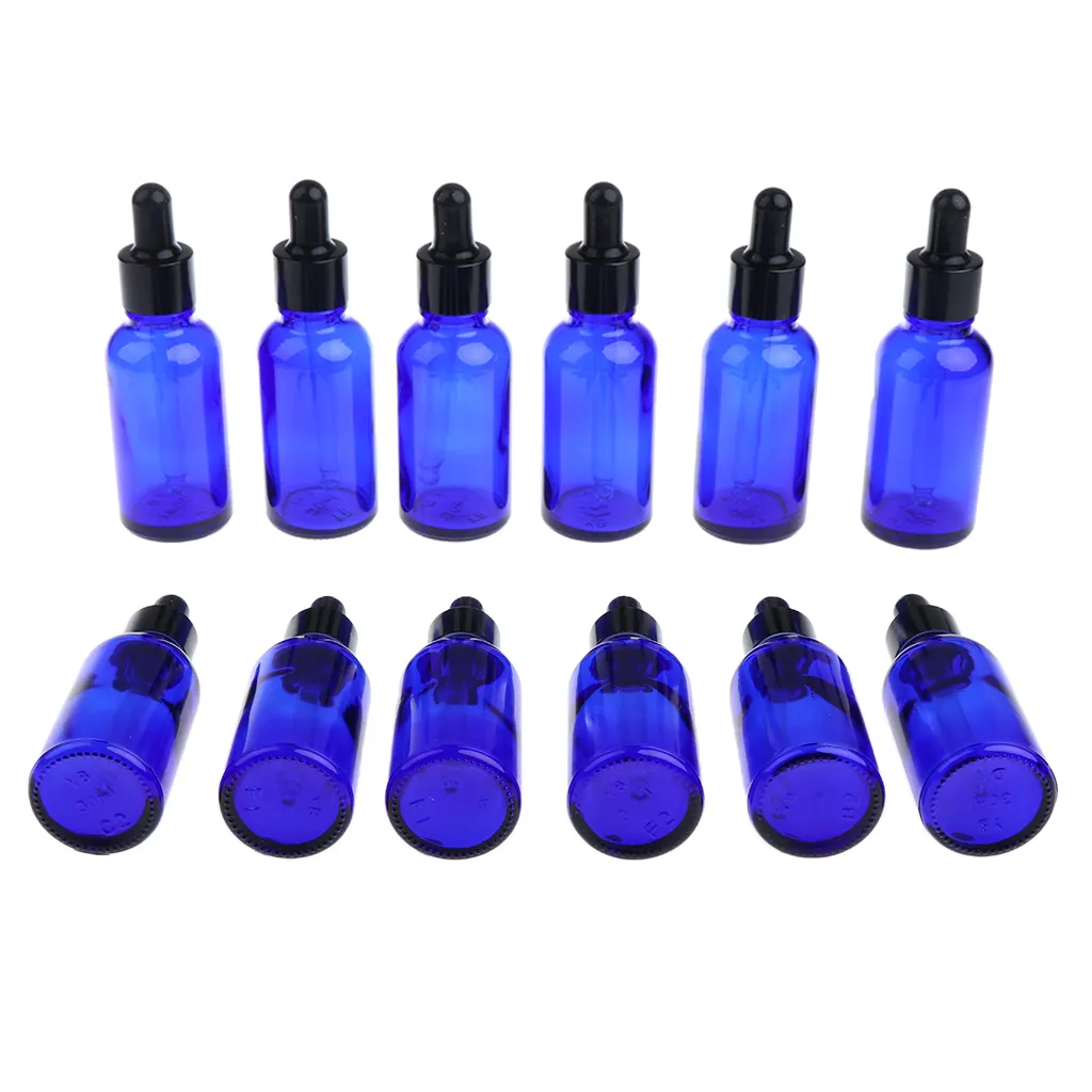 Pack of 12, Glass Dropper Bottles for Essential Oil (1 oz / 30ml) Empty