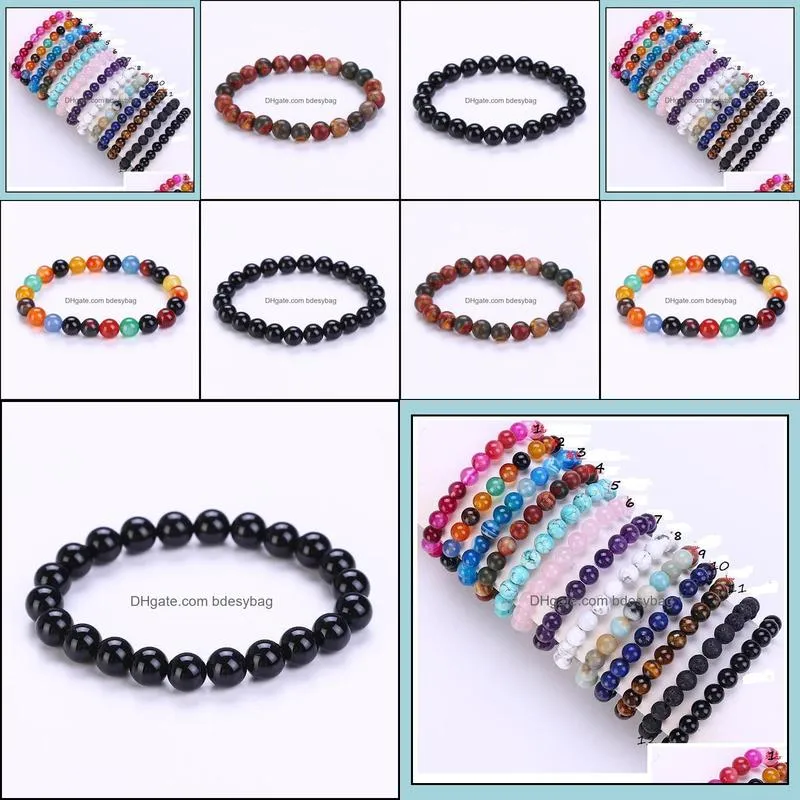 COLORFUL Stone beads 8mm Charm Bracelet Semi Precious Stone Round AGATE Beads Bracelet For Women men Jewelry Love Gift YOGA