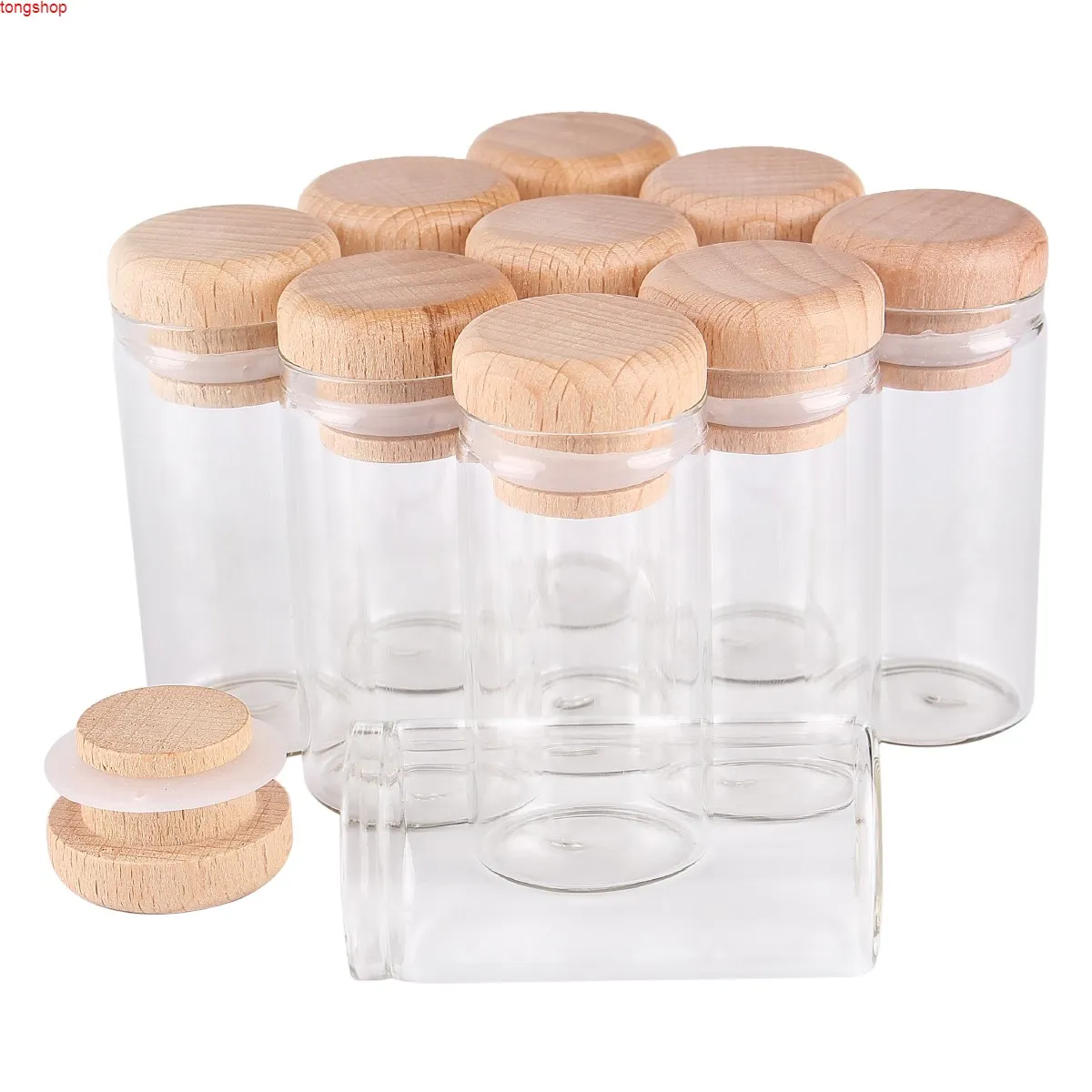 24 pieces 25ml 30*60mm Test Tubes with Wooden Caps Glass Jars Vials Wishing Bolttes Wish Bottle for Wedding Crafts Giftgoods